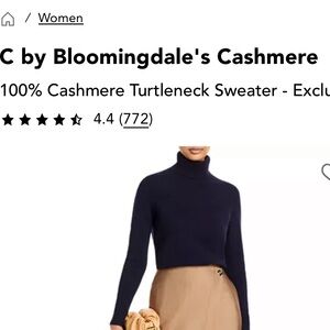 C by Bloomingdale's Cashmere Navy Turtleneck Sweater